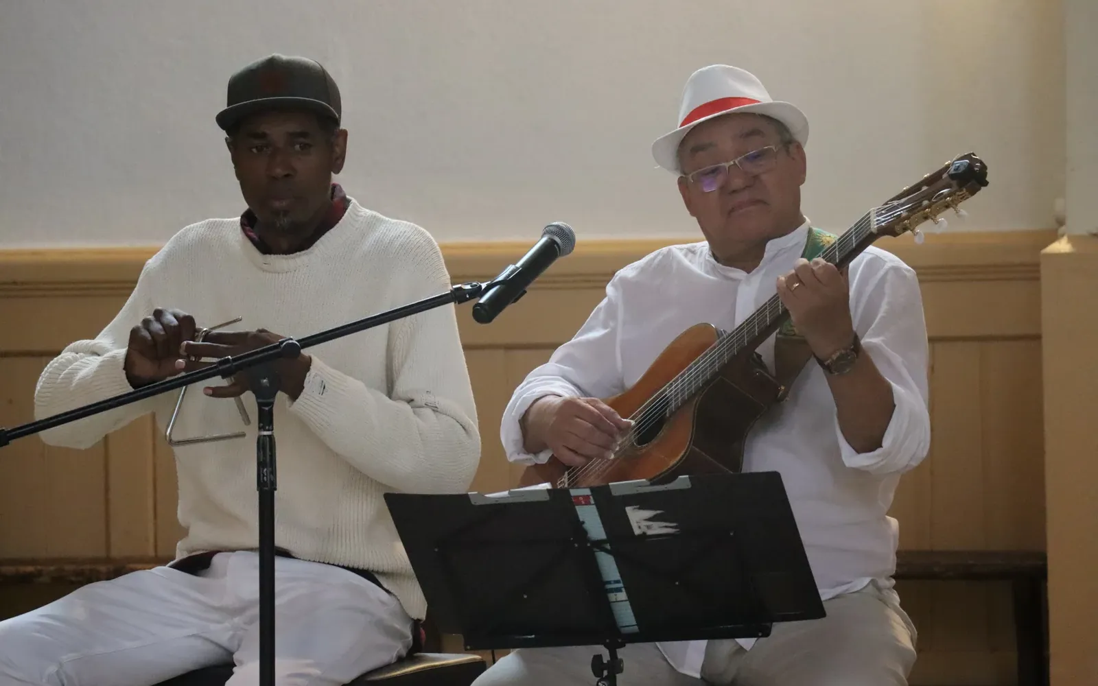 Flûte et instrument à cordes pendant une représentation de Manga Rosa